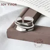 925 Sterling Silver Rings for Women Wide Smooth Round Simple Minimalist Open justerbar Finger Rings Fashion Band Female Bijoux Q06510731