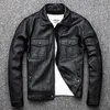 Fashion Genuine Leather Jacket Men Slim Cowhide Coat Male Vintage Casual Motorcycle Coats and Jackets Veste Homme WPY2468