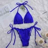 Sexy Bikini 2021 Swimsuit Mulheres Ruffle Swimwear Feminino Bandage Halter Bikini Set Brasileiro Terno Banheira Praia Wear Biquinix0523