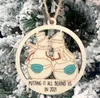 2021 décorations d'arbre de noël pendentif en bois creux Couple bonhomme de neige décor ornements SN2991