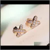 Charmörhängen Drop Delivery 2021 Lyxig kvalitetskorsstil med diamant för i 18K Rose Gold Plated och Platinum Women Wedding Jewelry G