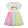 SAILEROAD 2-7 Years Baby Girl Rainbow Dress with Animals Princess Short Sleeve Dresses Children Summer Clothing for Kids Q0716