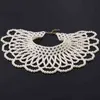 Luxurious Jewelry Bib Choker Necklace Handmade Hollow Out Woven Water Drop Pearl Beaded Layered Body Chain Shawl Collar