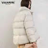 Yaya Winter Duck Down Kurtka Kobiety Ultra Light Coat Casual Loose Stand-Up Collar Odzież Wodoodporna Wiatroszczelna Outwear 210923