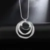 Fashion Fine brand 925 Sterling Silver Necklace For Women luxury Wedding Jewelry Bohemia Three circle pendants chain neckalce