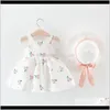 Vêtements bébé, enfants maternitétout-petit pour filles sans manches robes de princesse cerise noeud chapeau tenues 1er anniversaire robe Bebek Elbise bébé Gir