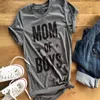 Kvinnor Sommar T-shirt Mamma av pojkar Brev Skriv ut Casual O-Neck Ladies Kortärmad Grå Pullover Toppar Poleras de Mujer 210517