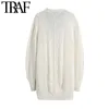 TRAF femmes mode broderie boutons surdimensionné tricoté Cardigan pull Vintage à manches longues femmes pulls Chic hauts 210415