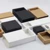 2021 Kraft Kağıt Kutusu Siyah Beyaz Kağıt Çekmece Kutusu Çay Hediye Iç Çamaşırı Bisküvi Ambalaj Karton özelleştirilebilir 28x14x5 cm