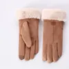 Guantes sin dedos Titmsny encaje cálido Cachemira invierno moda mujer lindo oso doble grueso felpa muñeca mujer pantalla táctil guante Mermey