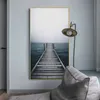 Sea Landscape Canvas Poster Nordic Coastal Bridge Wall Art Print Seascape Painting Decoration Pictures Scandinavian Home Decor 210705