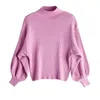 Herbst Winter Damen Jsweater Koreanischer Stil Einfarbig Fledermaus Typ Langarm Pullover Lose High Neck Pullover Pullover GX287 210507