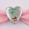 925 Sterling Silver Beads Pandora Florida Exclusive Palm Tree Heart Charms Fits European Pandora Style smycken Armband Halsband Annajewel