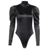 Ezgaga Body Femmes Turtleneck Zipper Manches longues All-Match Rompers Femmes Combinaison Dames Body Club Mode 210430