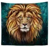 Kilected Cartoon Lion Tapestry Vägg Hängande Polyester Tunn Animal Print Living Room Bedroom Background Blanket 220301