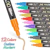8/12 / 20 kleuren overzicht markers highlighters metalen glitter verf pennen schetsen schilderij kalligrafie tekening briefpapier kunst levert