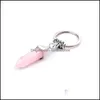 Keychains Nature Stone Pendant Keychain Fashion 1Pcs Unisex Men Women Jewelry Aessories Keyrings Drop Delivery 2021 Tamed
