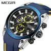 Megir Blue Sport Orologi per uomo Top Brand Brand Chronograph MAN OROLOGIO Orologio da quarzo militare Luminoso Relogio Masculino 211013