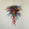 Modern Lamps Multi Colored Led Pendant Lighting Colorful Blown Glass Chandelier Lights Long Chain Hanging Lamp Art Decor Home Indoor Light 40 Inches High