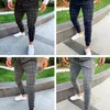 Calças masculinas 2021 Primavera Verão Moda Homens Casual Skinny Jogging Corredores Slim Fit Tracksuit Esporte Suor Calças Xadrez K-253H