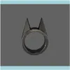 Band Rings Jewelrycat Ear Self-Defense Stainless Steel Safety Survival Edc Tool Defensive Ring For Women Men Cute Kitty Wholesales Drop Deli