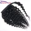 Extensions de queue de cheval de queue de profondeur # 1b avec pâte magique Pâte brute Vierge Indian Curly Enveloppe autour des poils Human Cheveux PonyTails Clip Ins pour les femmes noires