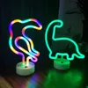 US test LED Parrot Dinosaur Lights Neon Signs With Base Night Light USBBattery Christmas Lighting9600886