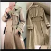 Kvinnors Trench Coats Apparel Spring Coat Women Fashion Double Breasted Long Casual Höst Windbreaker OuterW LB4OB
