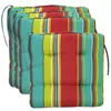 Cushion/Decorative Pillow Set Of 4 Striped Dining Chair Pads With Ties Colourful Square Seat Cushion For Patio Kitchen,40X40cm,Upgrade Memor
