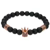 Trendy Zirkonia Crown Stränge Perlen Frauen Männer Paar Charm Armband Stein Perlen Armreifen geschenk mode Schmuck