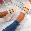 Sandalen 2021 Mode Frauen Turnschuhe Regenbogen Farbe Handgemachte Mesh Vulkanize Freizeitschuhe Now-Top Sommer Casual Damen Mädchen Plus