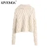 Femmes Mode Pompons Recadrée Tricoté Cardigan Chandail À Manches Longues Boutonné Femme Survêtement Chic Tos 210420