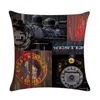 Vintage Steam Train Designs Cushion Cover Industrial Revolution Cotton Linen Car Seat Pudowcase 45x45cm Brädskuddkudde/Dekorativ