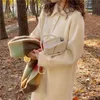 Rahat Örme Dres Gevşek Uzun Kollu Midi Kazak Kadın Tatlı Dış Giyim Bayanlar Sonbahar Kore 210604