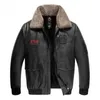 Mäns Real Leather Jacket Fashion Slim Moto Bike Style Pilot Fur Coat Casual Ull Turn-Dowm Fur Collar Äkta Läderjacka 211008