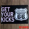 Metallmalerei Blechschilder Vintage Route 66 Platte Plakette Poster Eisenplatten Wandaufkleber Bar Club Garage Home Decor 40 Designs YFAX2155