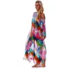 Chiffon Long Beach Cover up Women Dresses Robe de Plage Vestidos Playa Bikini cover Pareos Mujer Beachwear #Q866 210420