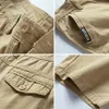 Été coton hommes Cargo Shorts décontracté couleur unie kaki hommes pantalons courts marque vêtements survêtement militaire Cargo Shorts hommes 210720