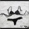 BRAS SETS Womens Apparel Sexig underkläder genomskinlig bandage Cross Belt Hollow Bh Intimates Ladies Underwear Set Lace Pan205q