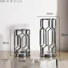 Vases nordique argent Vase lumière luxe métal Transparent verre ornements salon Arrangement de fleurs dispositif hydroponique