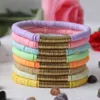 10 pcs arco-íris 6mm polímero argila heishi disco elástico cordas moda mulheres vinil liso grânulos boho pulseira jóias