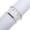 Cavigliera da spiaggia Perline di cristallo nero 2 set Bracciale gamba piede Gioielli moda donna Vintage Yoga Catena caviglia Sandali a piedi nudi G1022