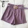 Zomer chiffon shorts dames sjerpen effen hoge taille wijd poot casual dames losse 5 kleuren 210601