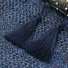 Johnature Women Blue Vintage Cardigan Sweaters Autumn Long Sleeve Tassel Casual Cotton Blend Female Long Sweaters 210521