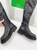 Designer over knee boots warm and wear-resistant velvet leather side zipper thick soled shoes trousers coat fashion