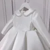 Mädchen Kleider Baby Mädchen Taufe Kleid Geburtstag Party Outfits Kleinkind Weiß Satin Rüschen Taufkleid Hochzeitsabend Für Geborene