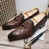 Ko läder svart brun pläd flat häl mens bröllop brud skor gentlemen kontor oxfords manliga loafers