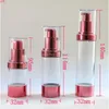 Make-up-Tools Hochwertige rosarote Airless-Pumpflaschen, Kosmetikpaket mit transparenter Kappe, nachfüllbare Flasche, 10 Stück/Los, 30 ml, gute Menge