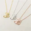 Elegante collana con ciondolo volpe in oro rosa 18 carati color argento Collane per regalo da donna Whole201J