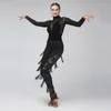 Robe de danse latine à franges, décoration de fête, Costume Samba, pantalon, vêtements de danse, vêtements de salle de bal Cha, Salsa